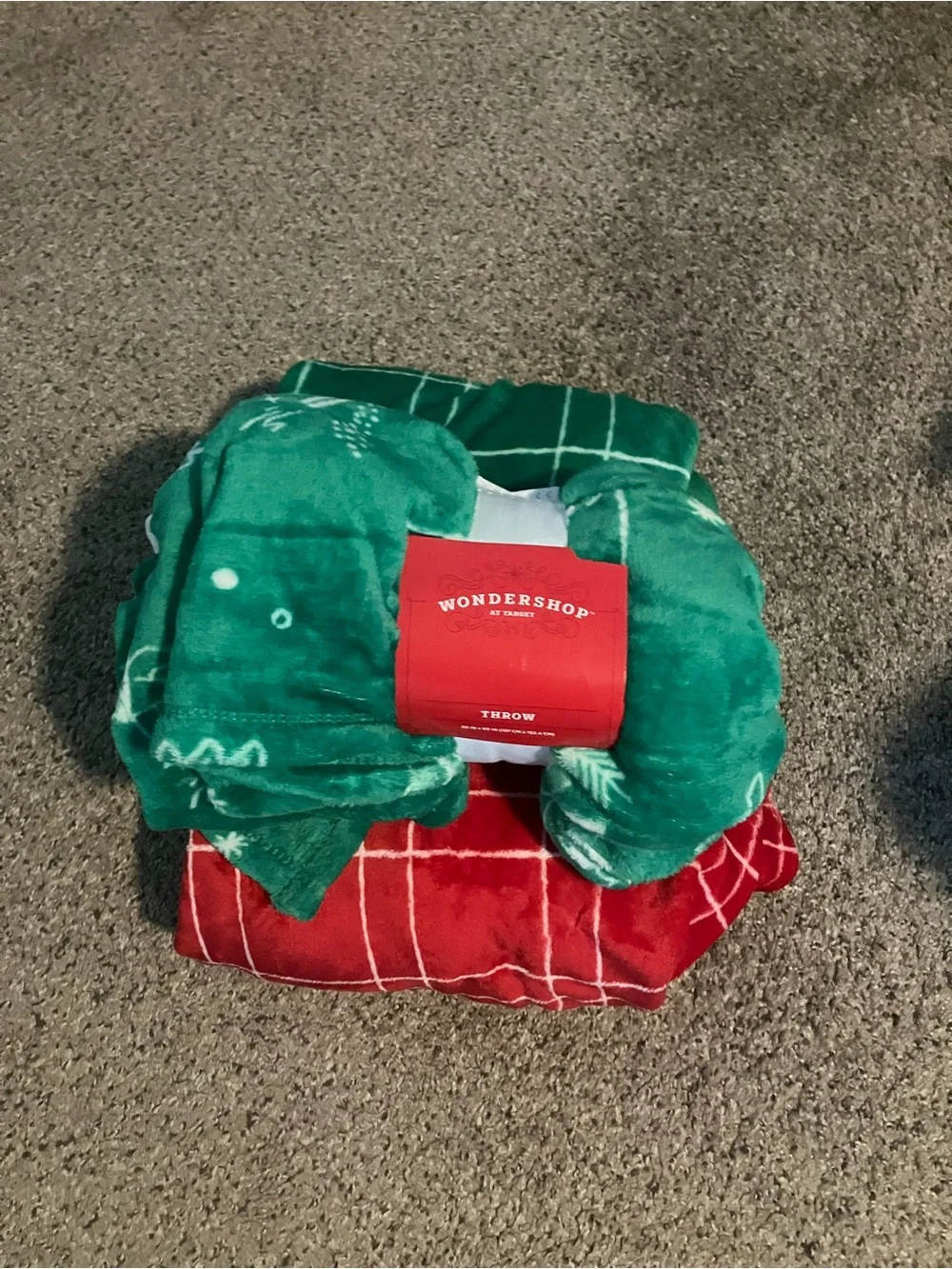 Wondershop Red & Green Holiday Plush Throw Blankets